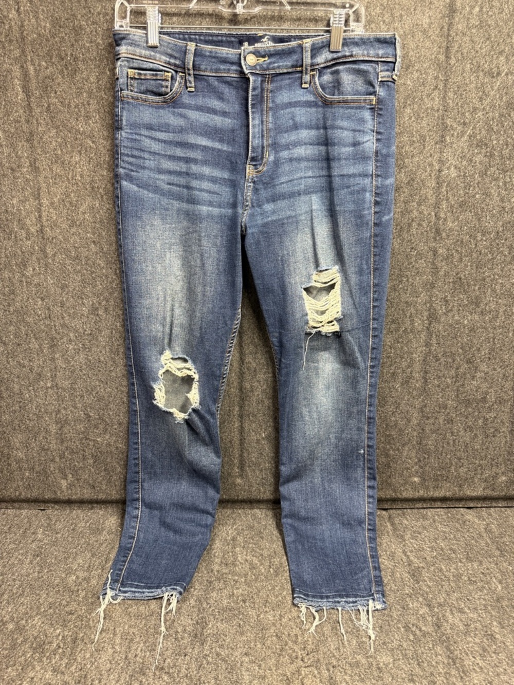 Hollister Distressed Dark Blue Cropped Jeans